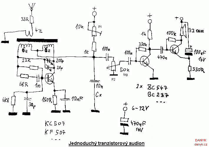 schéma tranzistorového audionu