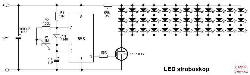 Schematic of LED stroboscope (strobe light)